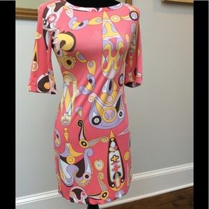 Colorful casual dress. Asymmetrical design -