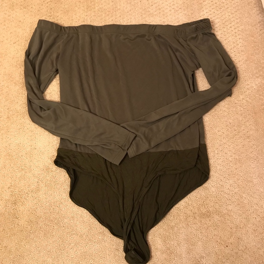 Olive off the shoulder Bodysuit