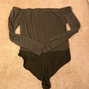 Olive off the shoulder Bodysuit