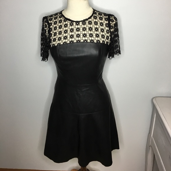 Zara Dresses & Skirts - Zara Lace and Faux Leather Dress