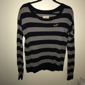 Navy and gray striped sweater