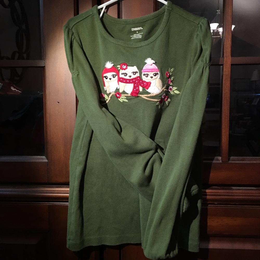 🦉Gymboree Moss-Green 3 Owlet Long Sleeved Shirt🦉