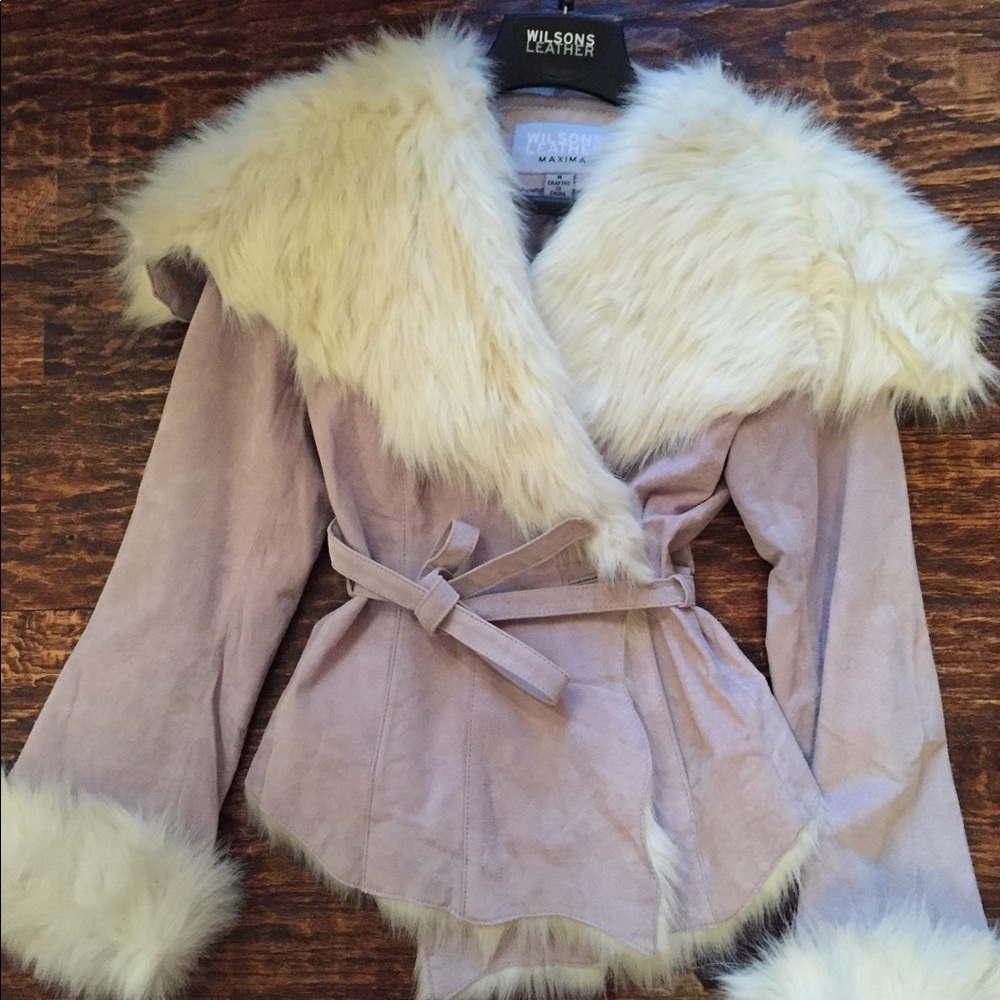 Wilson's Leather Coat - Faux Fur - Lavender - NEW!