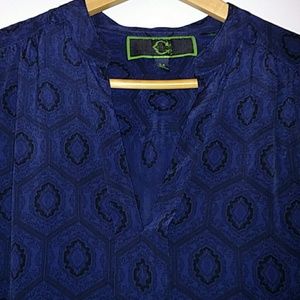 C Wonder Silk Paisley V- Neck Silk Blouse