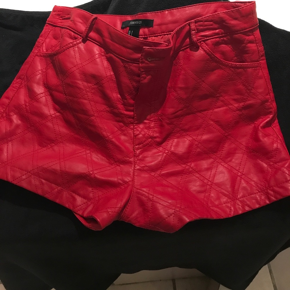 Red Leather shorts
