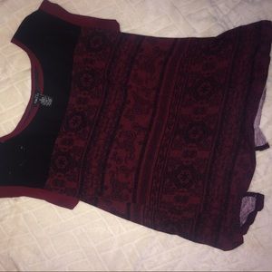 maroon and black top