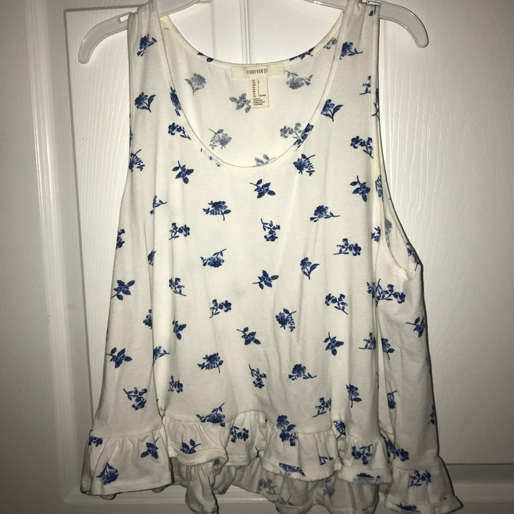 White tank top with blue flowers