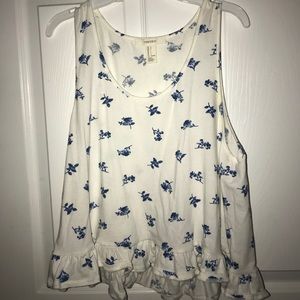 White tank top with blue flowers