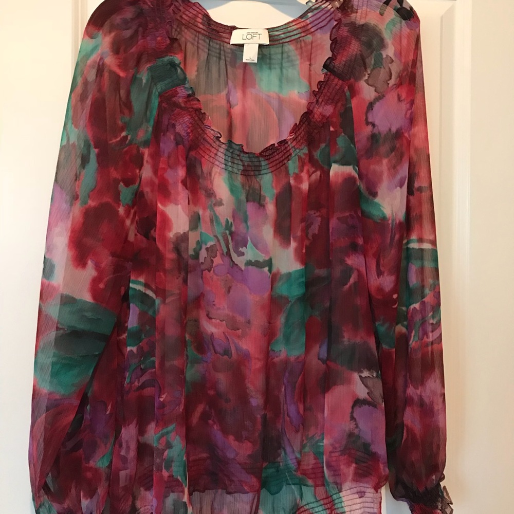 Loft sheer floral blouse