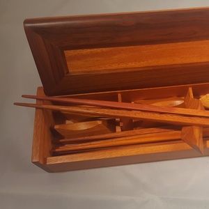 HANDMADE, INLAID WOODEN SUSHI SET FOR SIX