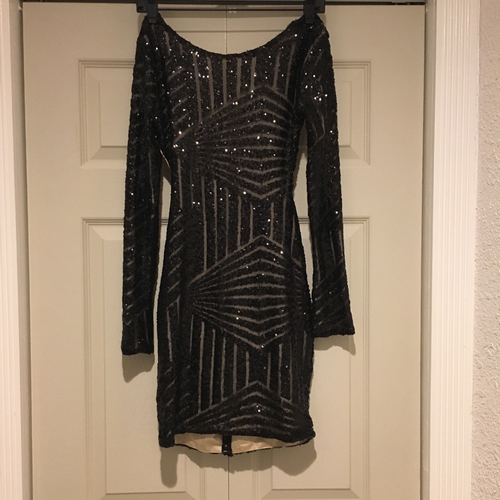 Black mini sequin dress