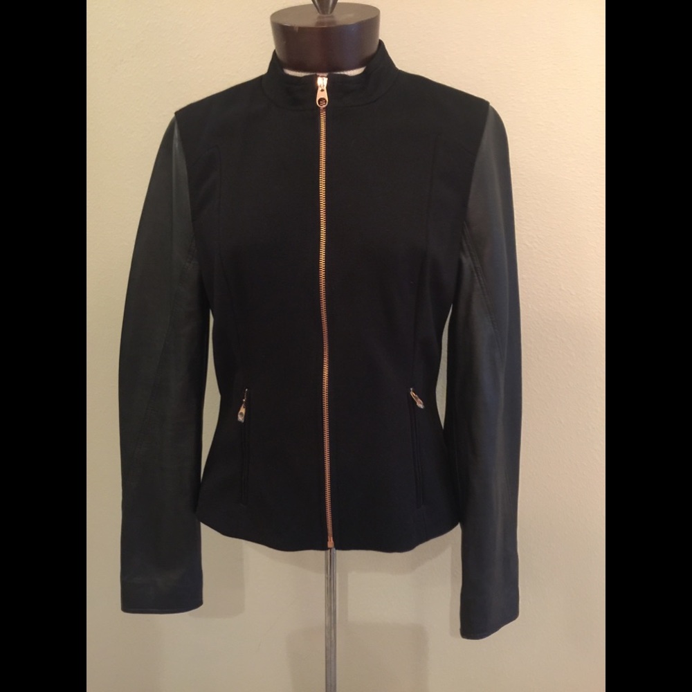 Ted Baker London - zip jacket with leather sleeves