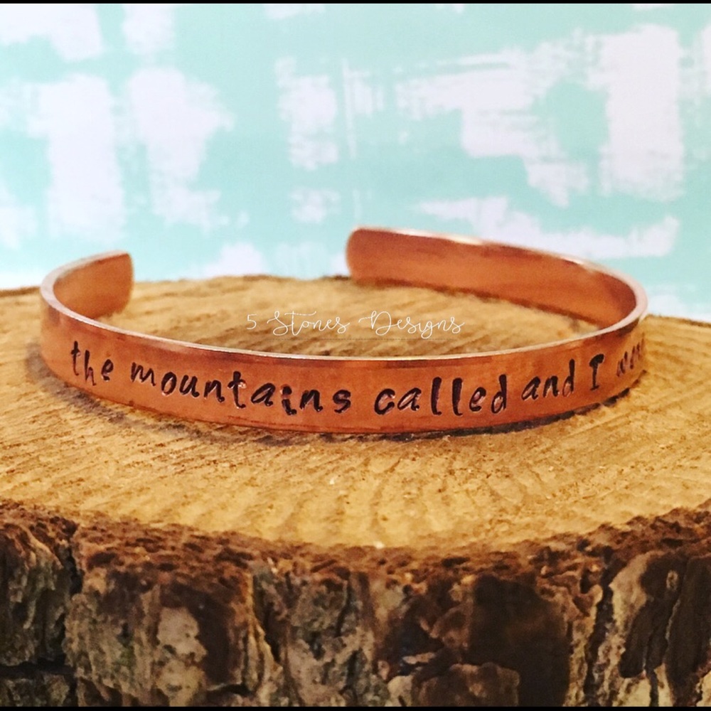 🆕 the mountains called and I went handstamped bracelet