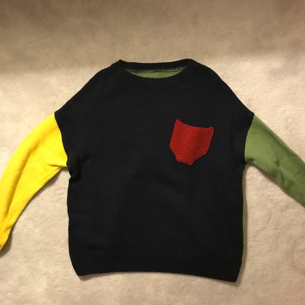 Colorblock oversized wool sweater