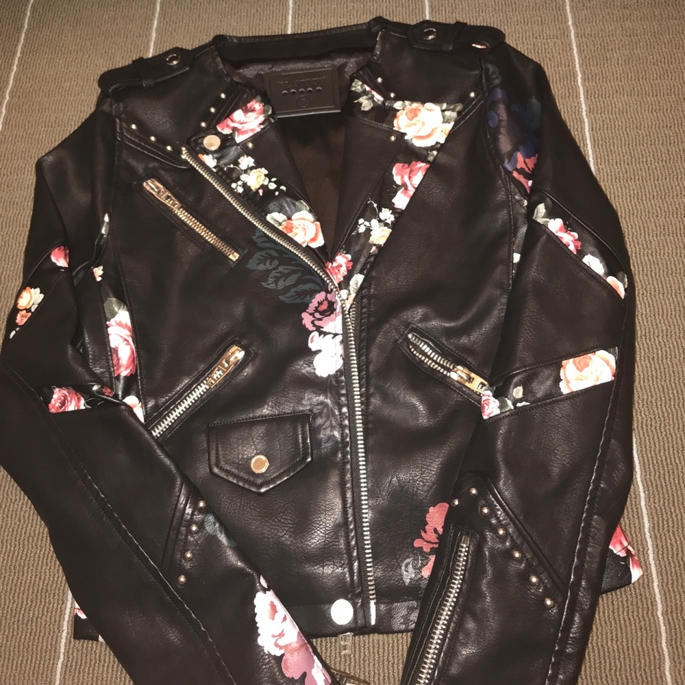 Blank NYC floral Moto jacket