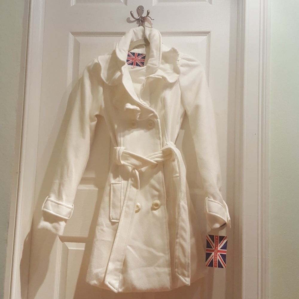 Winter White Wool Trench Coat size S