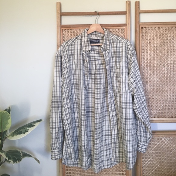White and Black Plaid Thermal Button Down Shirt - Picture 3 of 8