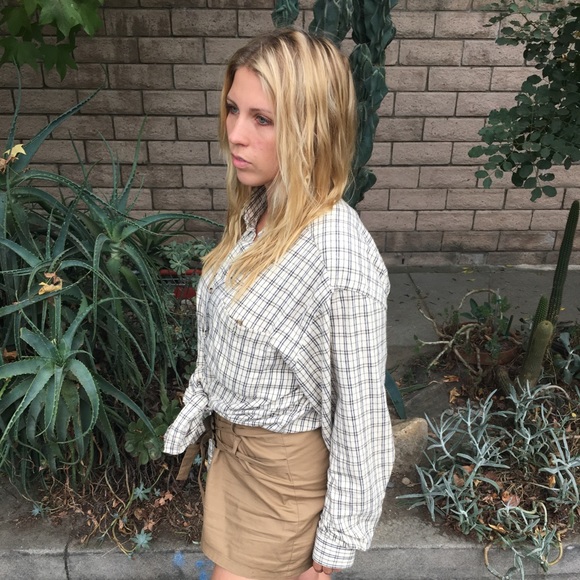 White and Black Plaid Thermal Button Down Shirt - Picture 2 of 8