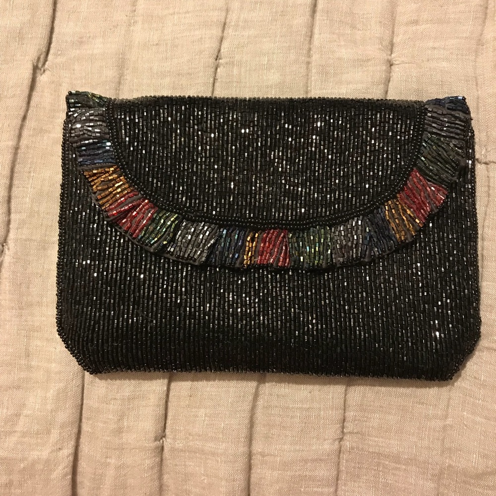 Beaded Black Clutch