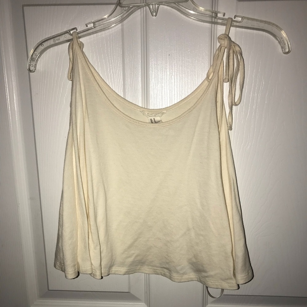 Cream crop top, ties on the shoulders