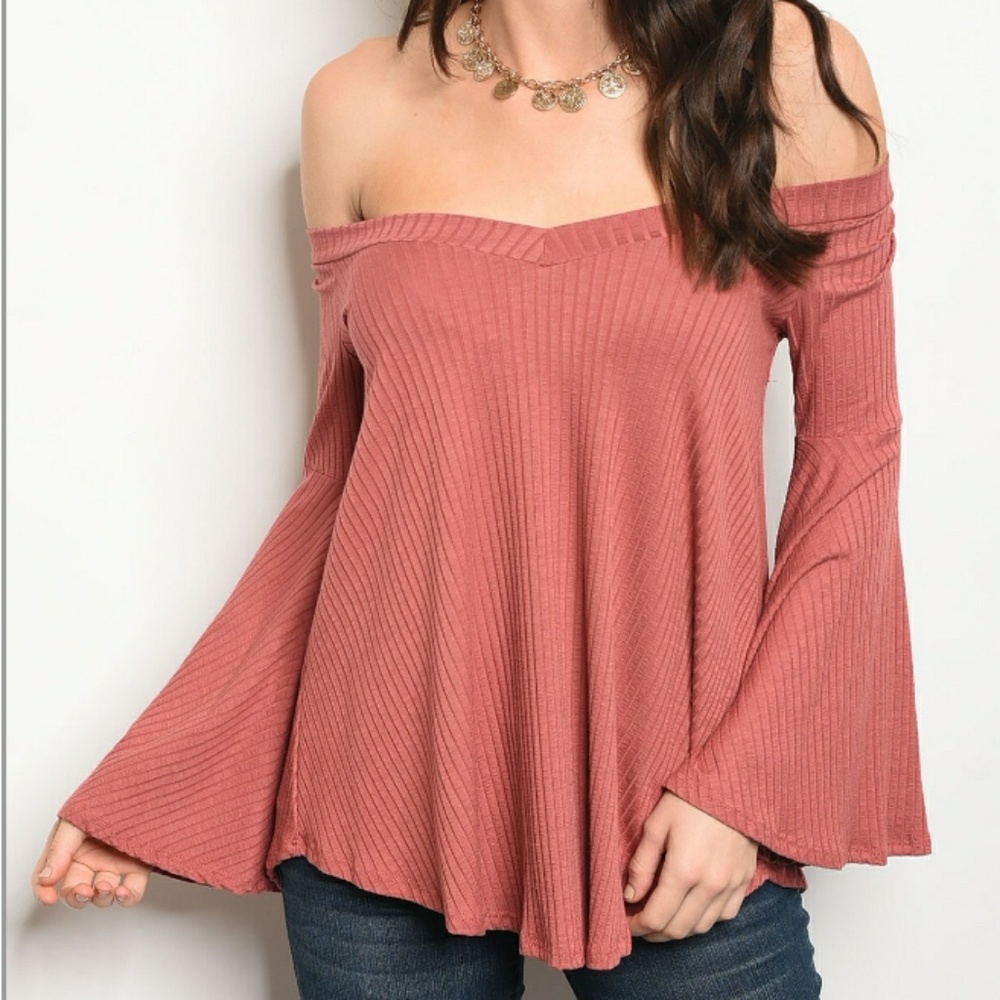 2 LEFT - Beautiful Dusty Rose Off The Shoulder Top