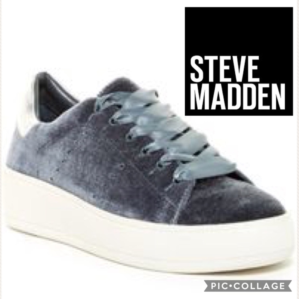 Steve Madden Bogart Velvet Sneaker {Blue} 9