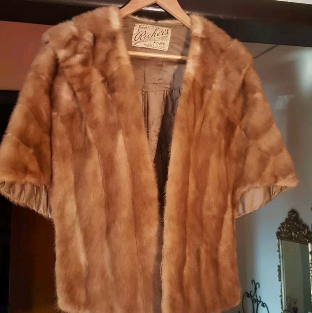 Vintage Lt. Brown Mink Muskrat Fur Capelet sz S-L