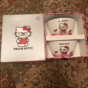 Hello Kitty Nerd two bowls by Sanrio. New.