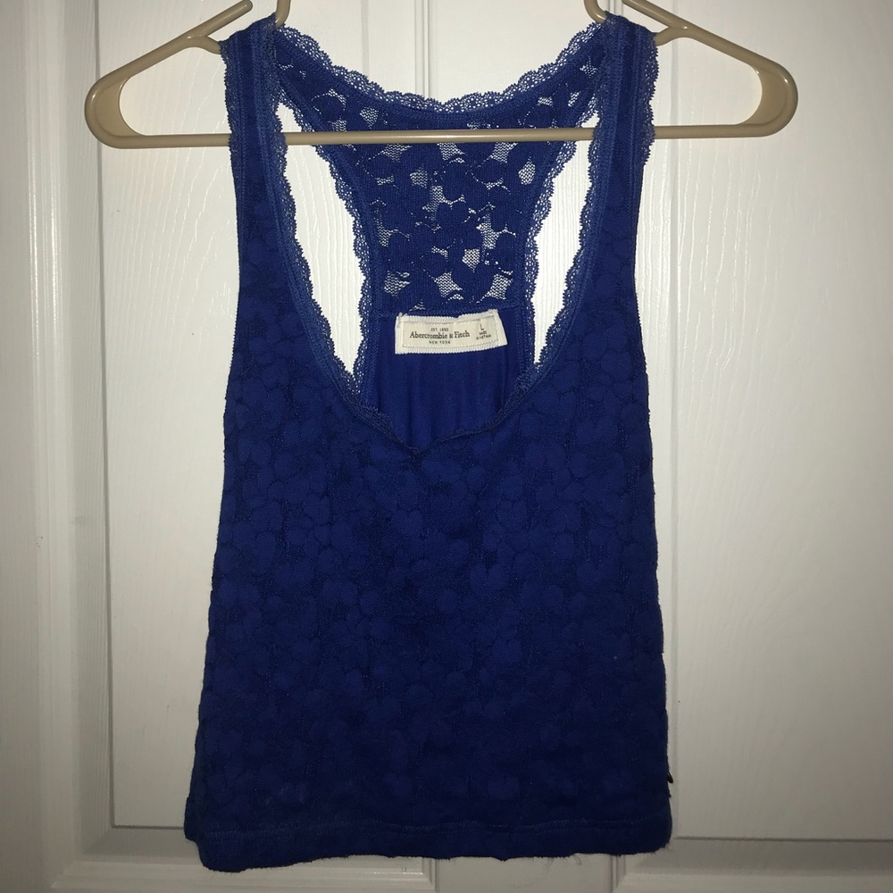 Blue lace crop top
