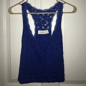 Blue lace crop top