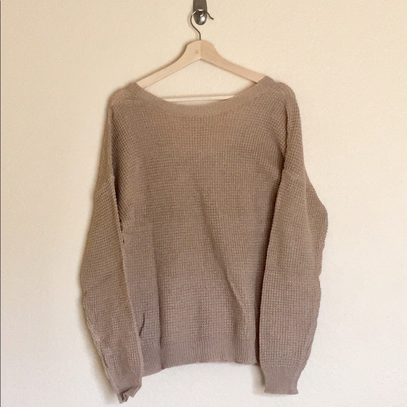 🛑LAST ONE -PRICE FIRM🛑 Lace Back Sweater oatmeal - Picture 5 of 8
