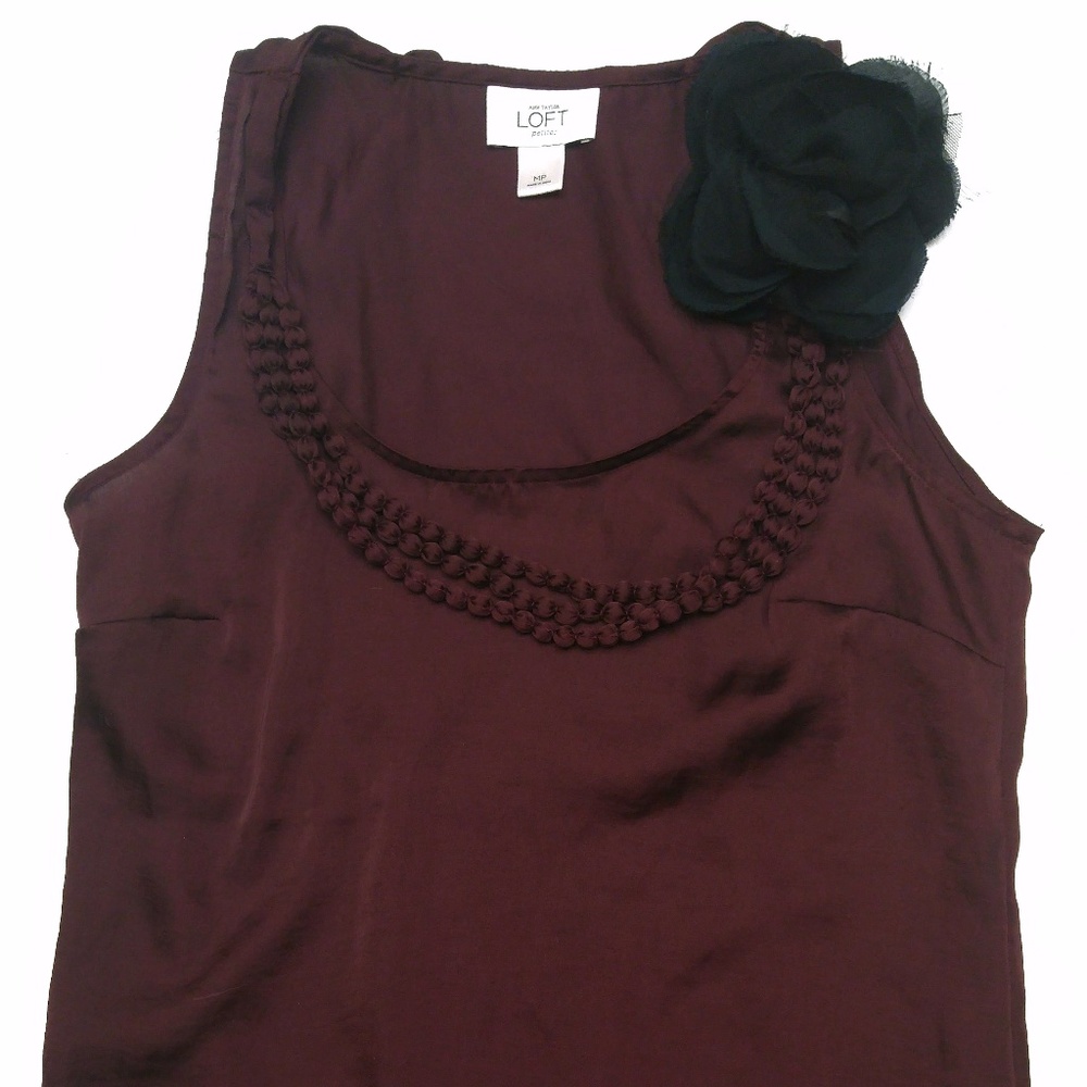 Ann Taylor Loft Plum Blouse Women's Size Petite M