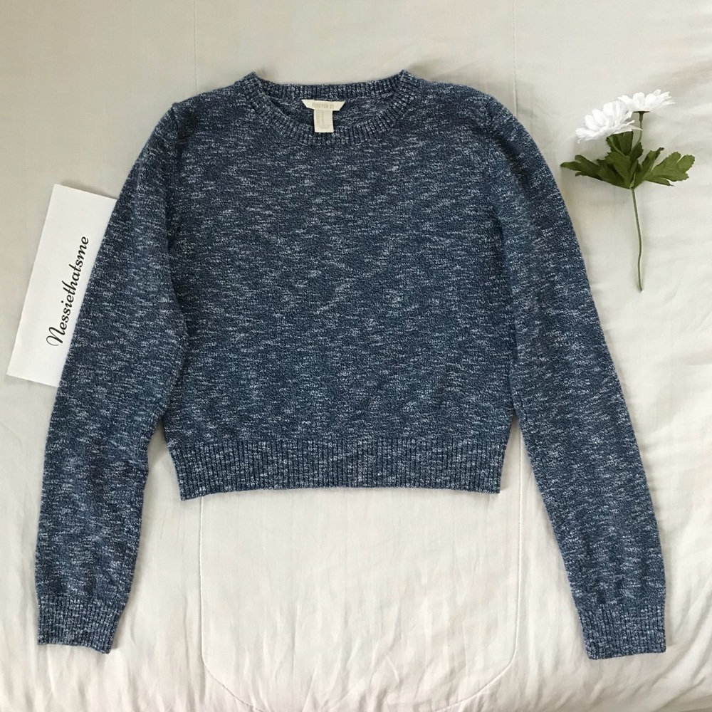 Forever 21 Blue Crop Top Sweater