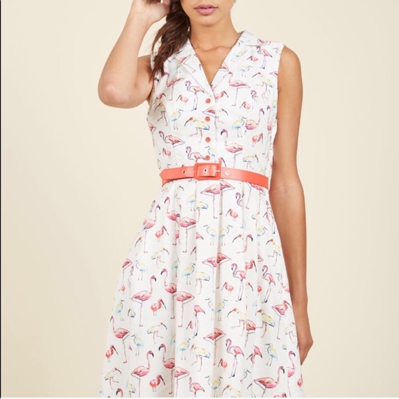Modcloth Dresses & Skirts - It’s An Inspired Taste Dress in Flamingos Modcloth Dresses & Skirts - It’s An Inspired Taste Dress in Flamingos