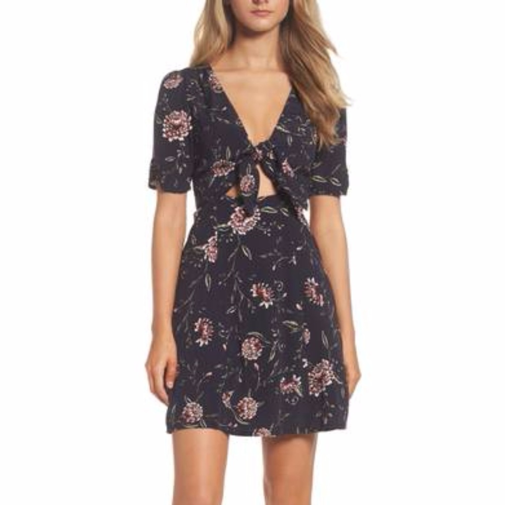 Fit and flare tie front mini dress