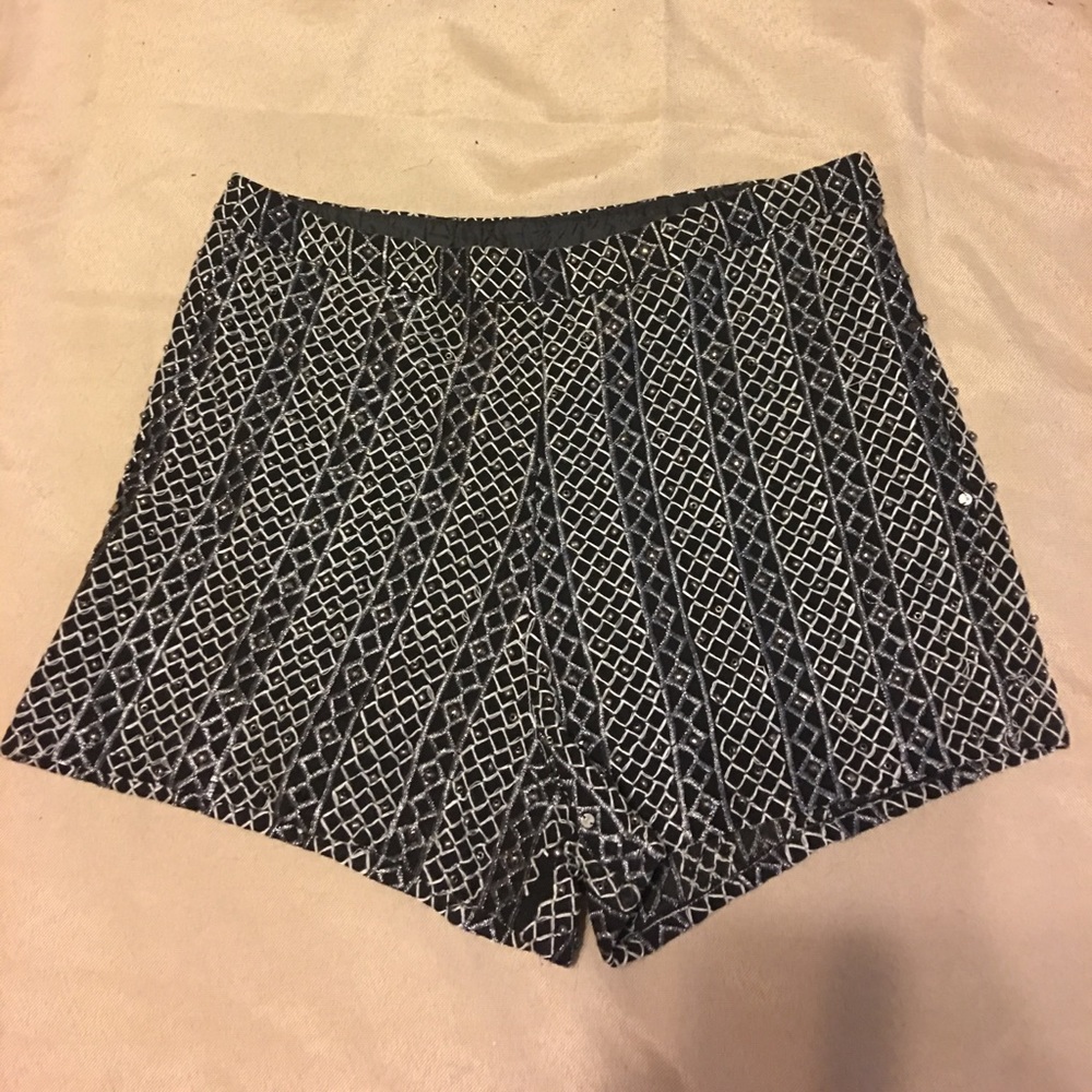 Black dress shorts w/ glitter, studs, beads