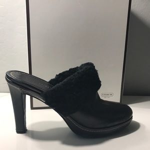 COACH “Kacie” Shearling / Leather Mules