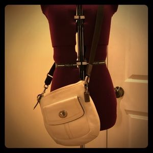 Coach white pebble leather crossbody handbag