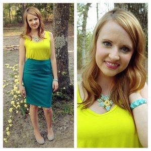 Teal Jersey Pencil Skirt