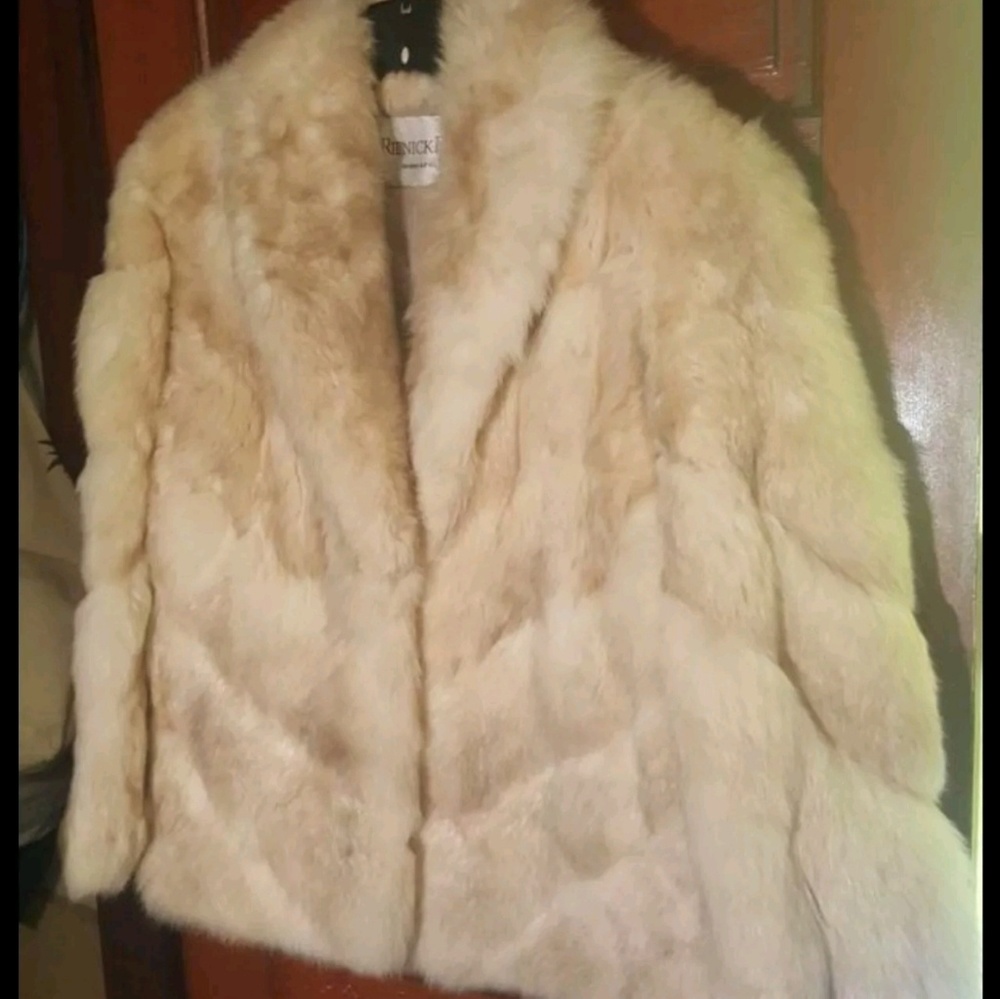 Ribnick's White Rabbit Fur Coat Beautiful Chic