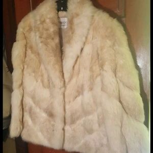 Ribnick's White Rabbit Fur Coat Beautiful Chic