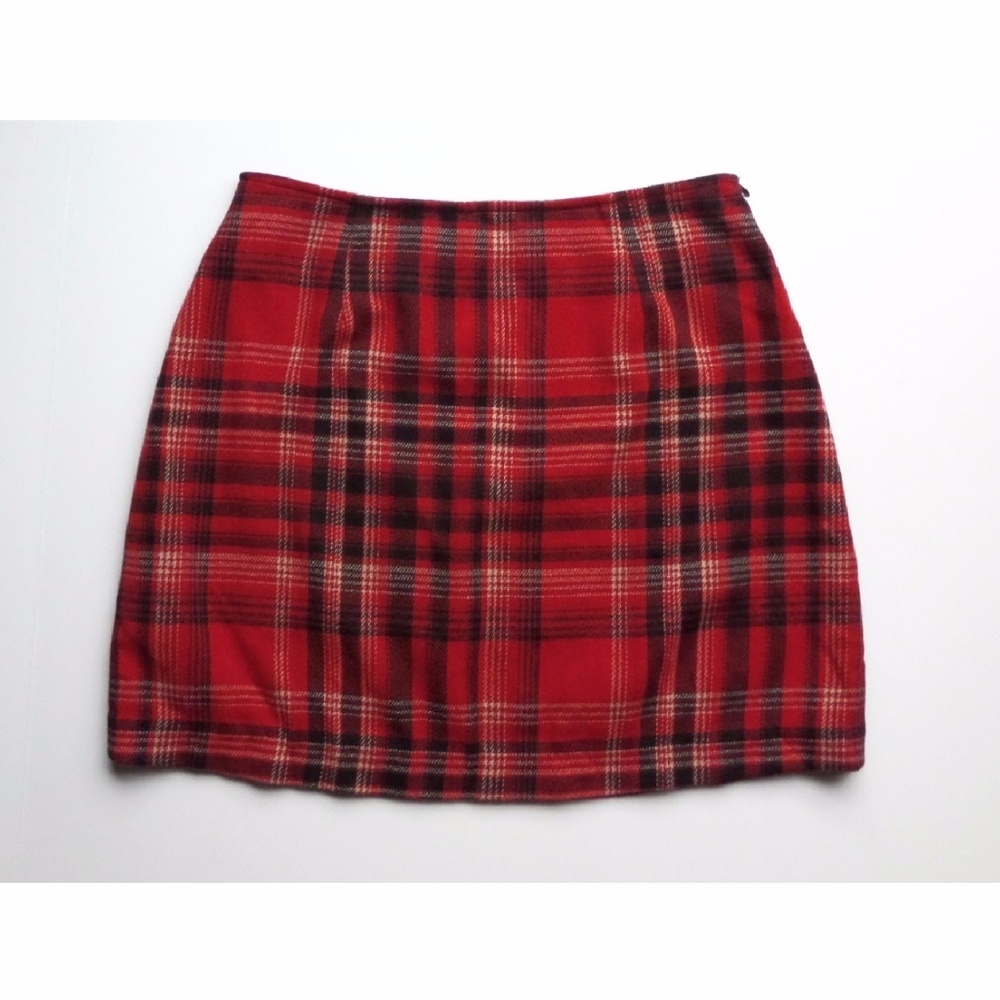 Wool Blend Plaid Mini Skirt