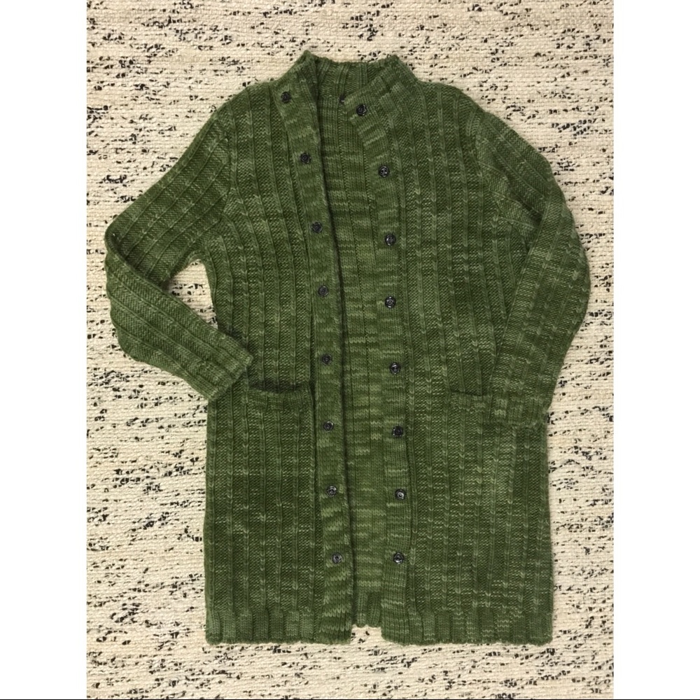 SOLD ❌ EUC XL Marled Olive 💯% Wool Sweater Coat