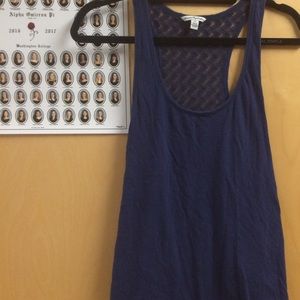 Navy Blue Tank Top with Intricate Open Back