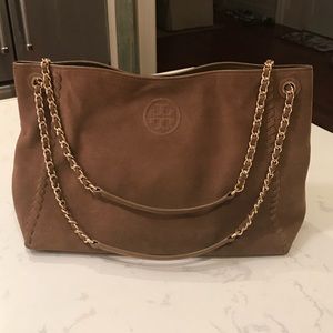 Tory Burch Marion Chain Strap Suede Tote