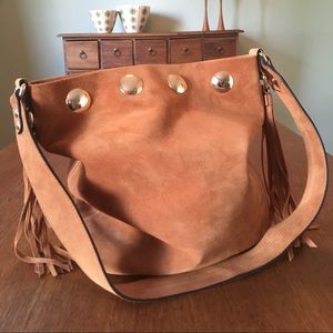 Gold Rivet Suede Bag