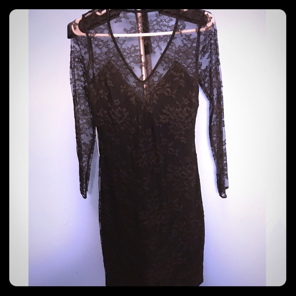 Black Lace Long-sleeve Dress Size 2 new w/tags