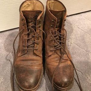 Brown Frye lace up combat boots size 9