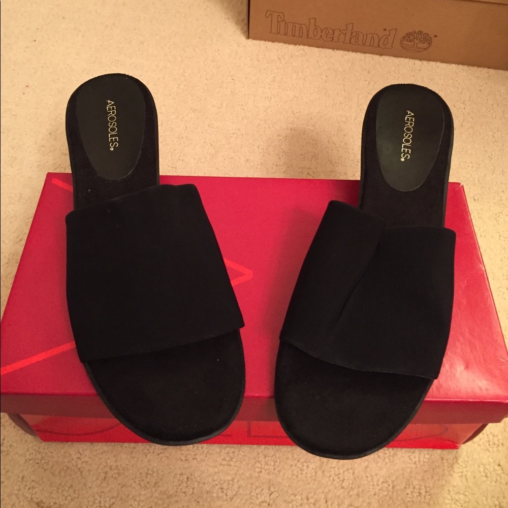 Black semi wedge sandal