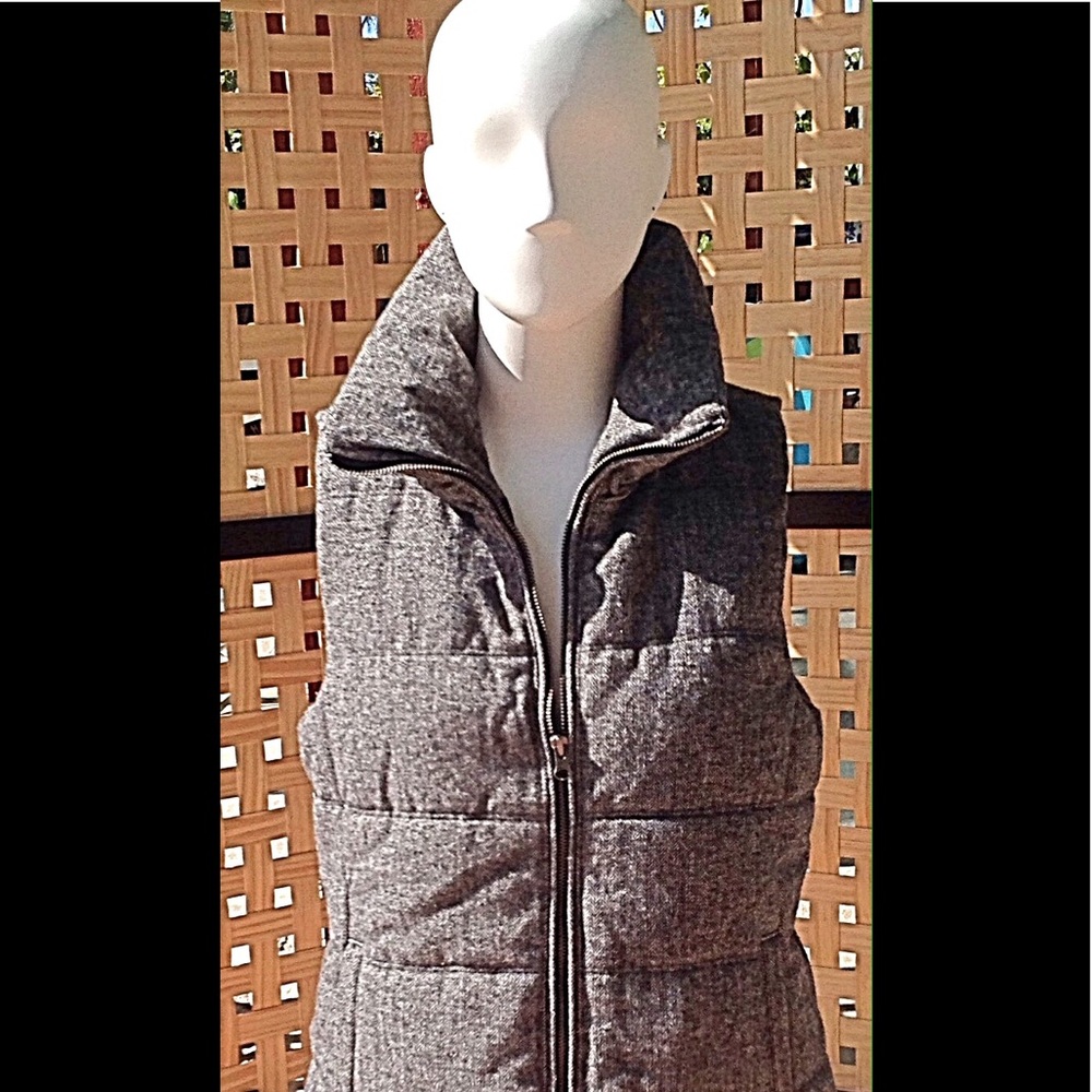 Herringbone-Cowell Neck Puffy Vest